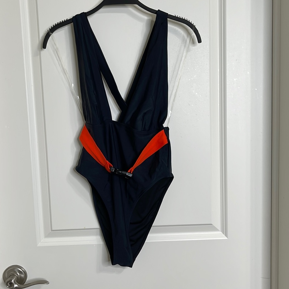Black & neon orange One piece swimsuit